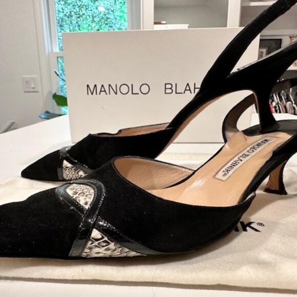 MANOLO BLAHNIK Suede slingbacks.  Size 8 1/2 - Picture 1 of 9